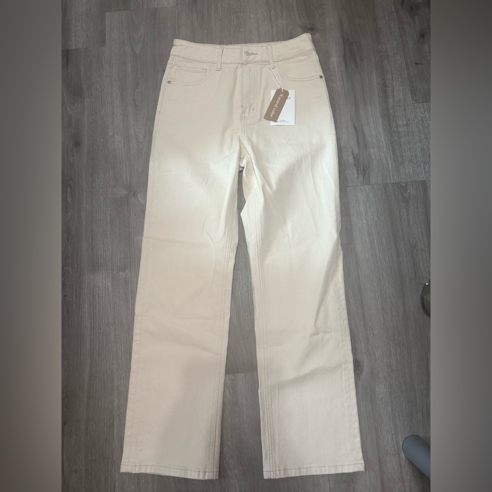 High Rise Cream Jeans
